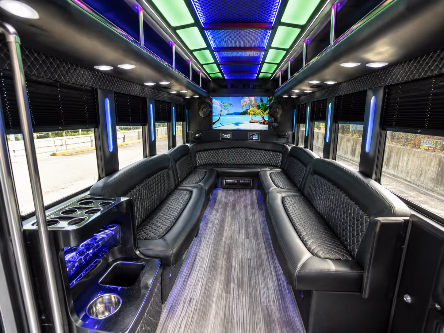 north bergen 18 passenger party bus inside