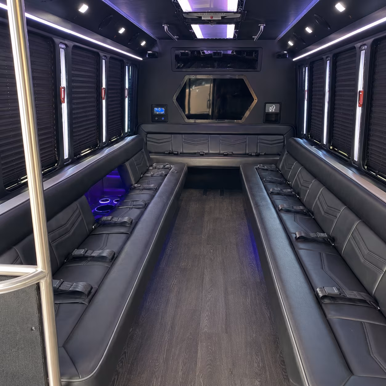 north bergen 18 passenger party bus interior