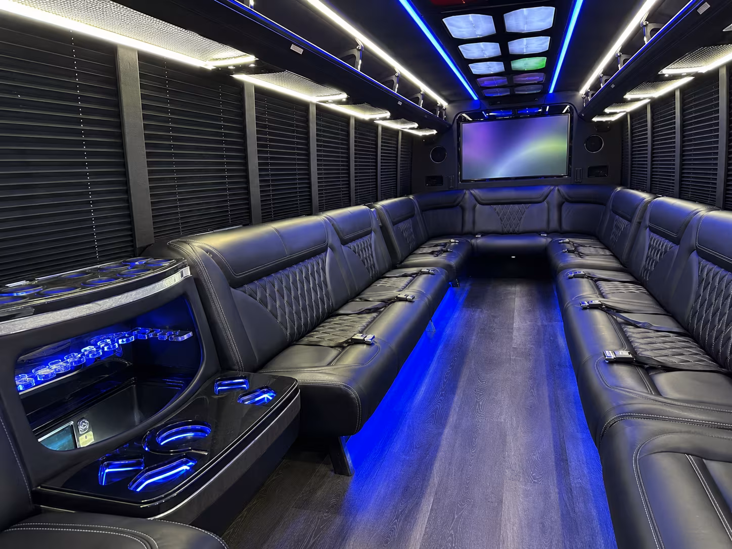 north bergen 20 passenger party bus inside