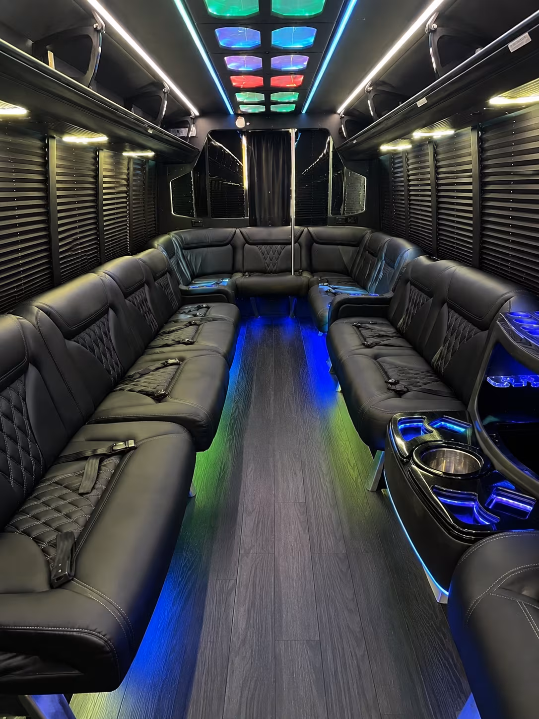 north bergen 20 passenger party bus interior