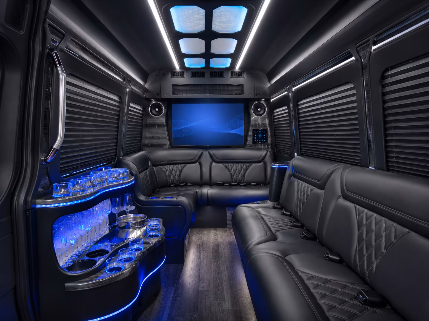 north bergen 40 passenger party bus interior