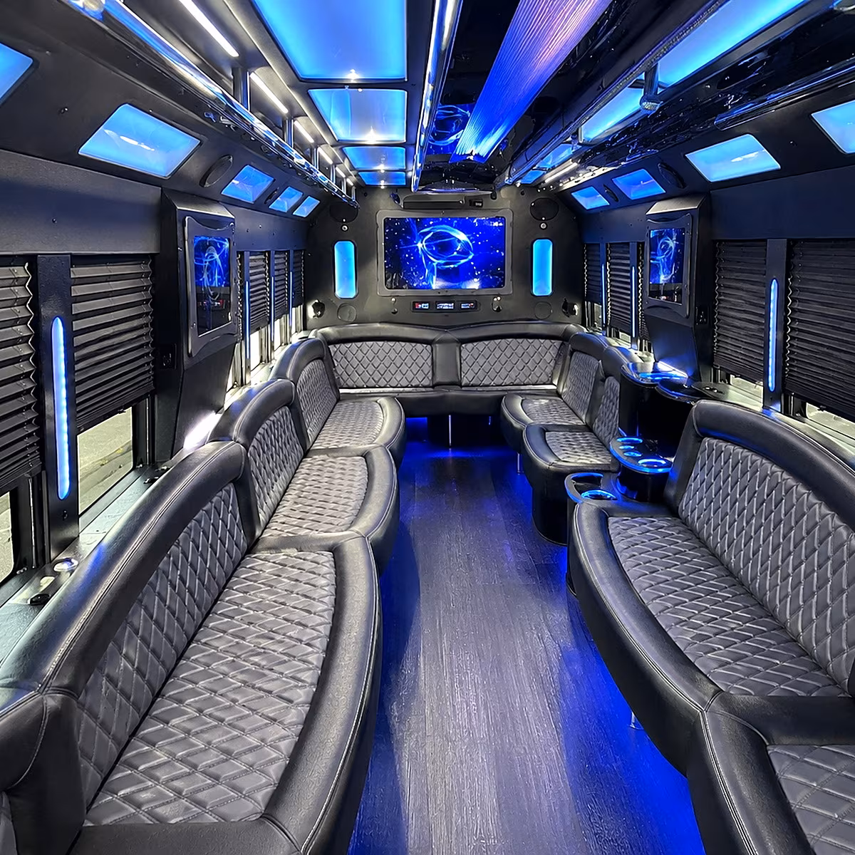 north bergen 50 passenger party bus interior
